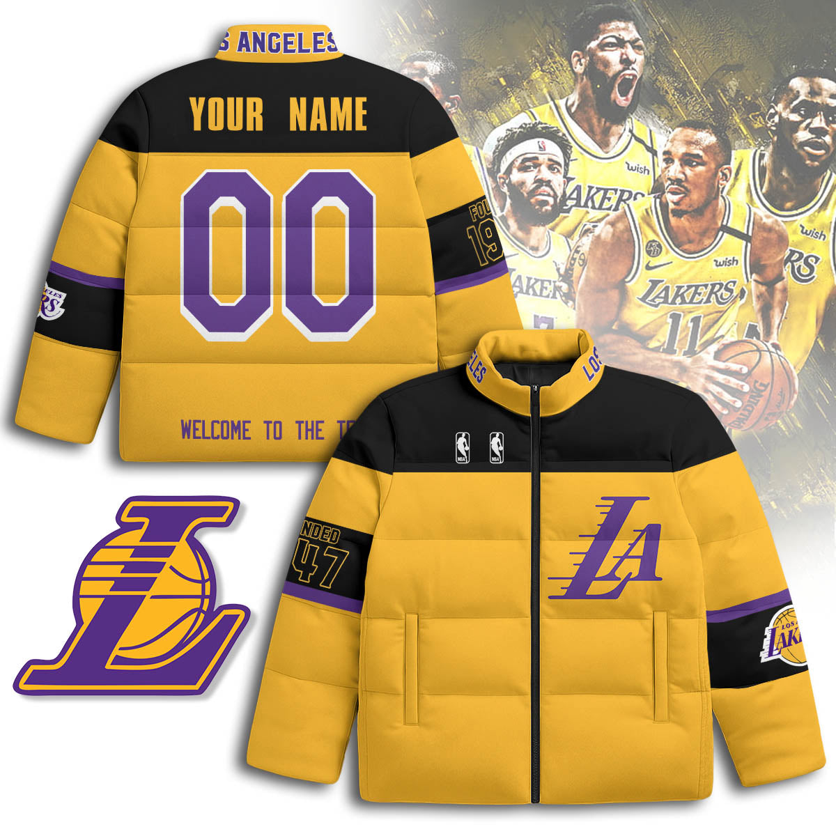 Los Angeles Lakers Unisex Custom Puffer Jacket