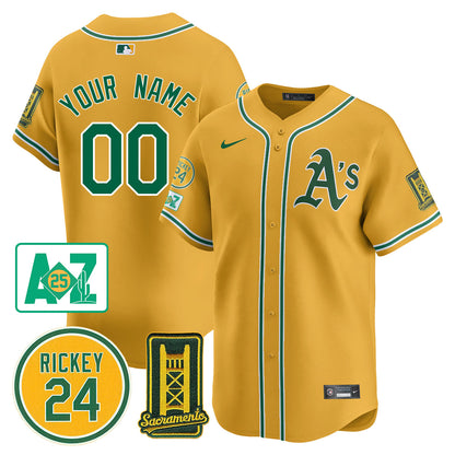 Oakland Athletics 2025 Sacramento, Rickey Henderson Custom Jersey - All Stitched