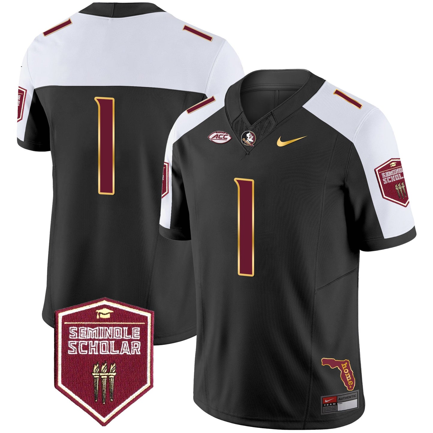 Florida State Seminoles Gold Trim Vapor Jersey - All Stitched