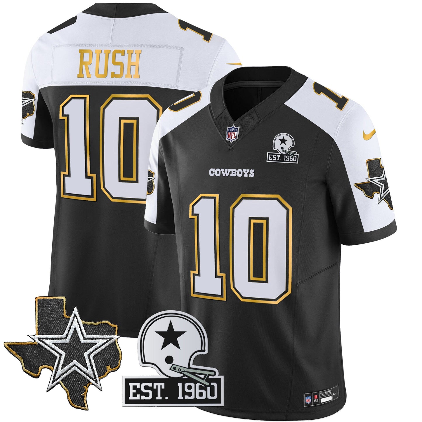Men's Cowboys Texas Patch Gold Trim Vapor Jersey - All Stitched