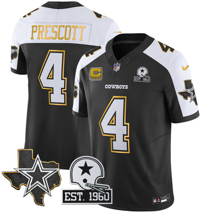 Men's Cowboys Texas Patch Gold Trim Vapor Jersey - All Stitched