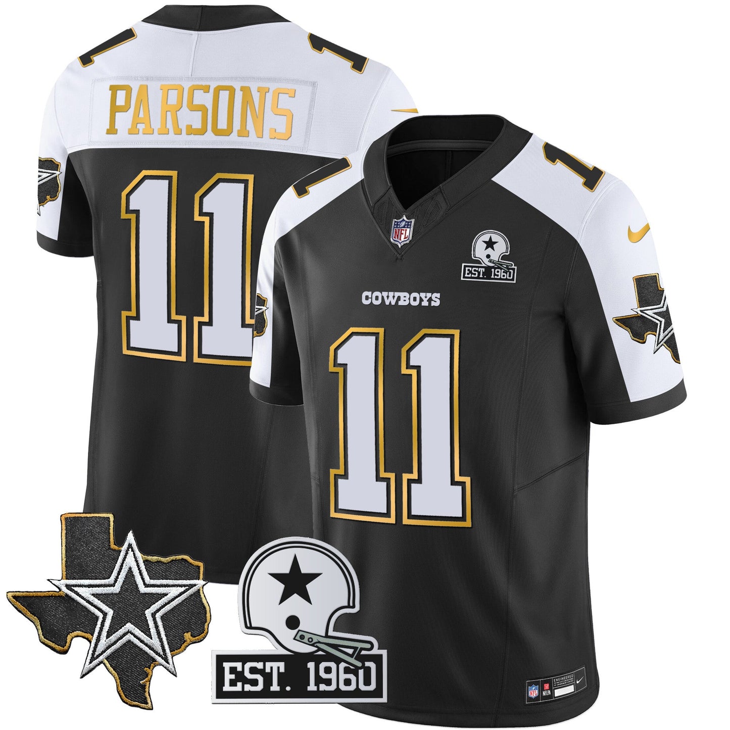 Men's Cowboys Texas Patch Gold Trim Vapor Jersey - All Stitched