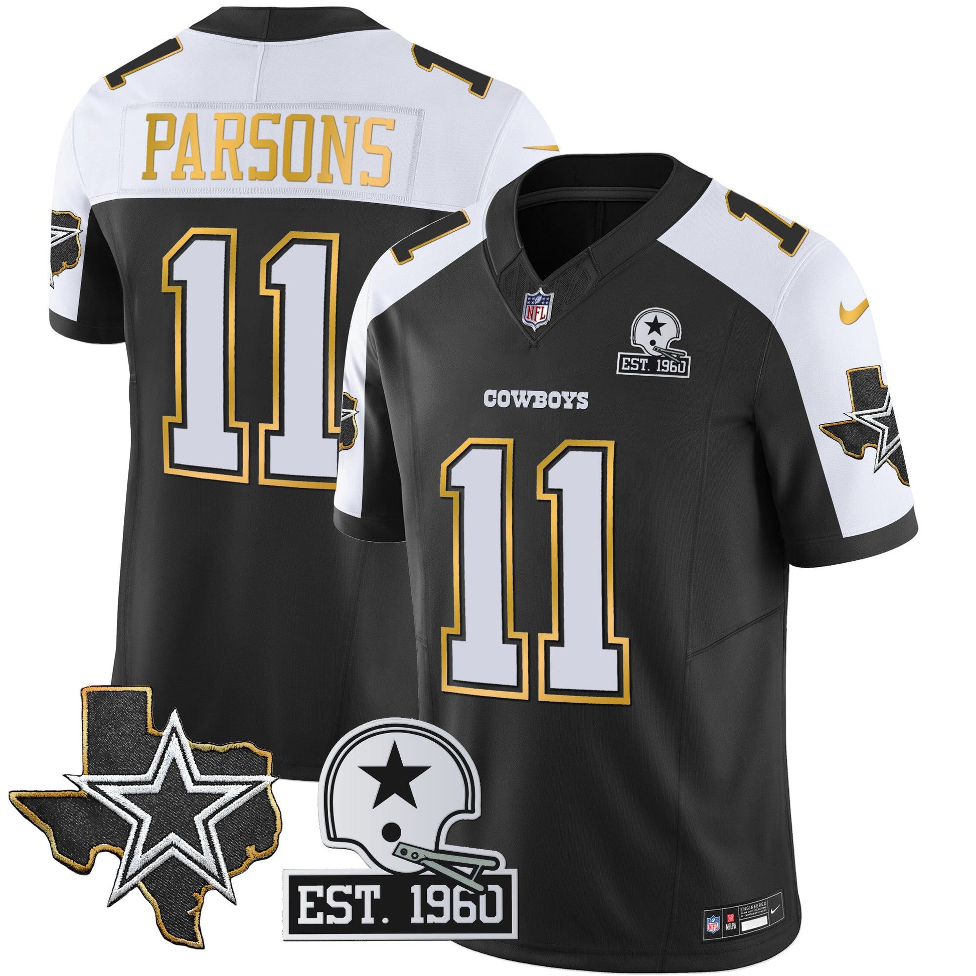 Men's Cowboys Texas Patch Gold Trim Vapor Jersey - All Stitched