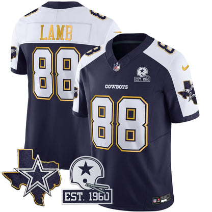 Men's Cowboys Texas Patch Gold Trim Vapor Jersey - All Stitched