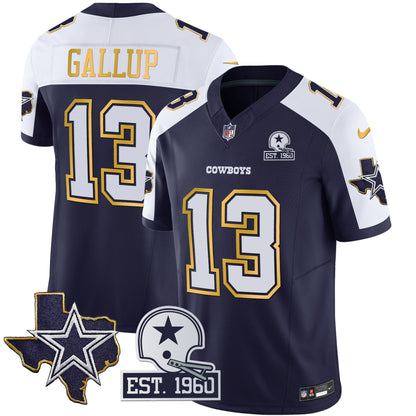 Men's Cowboys Texas Patch Gold Trim Vapor Jersey - All Stitched