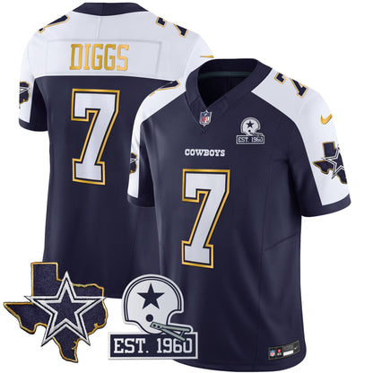 Men's Cowboys Texas Patch Gold Trim Vapor Jersey - All Stitched