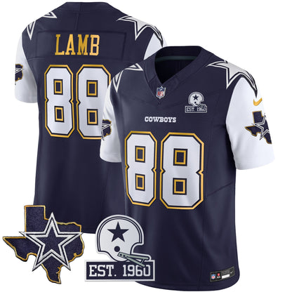 Men's Cowboys Texas Patch Gold Trim Vapor Jersey - All Stitched