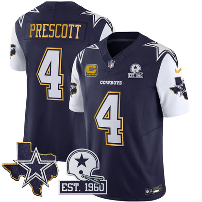Men's Cowboys Texas Patch Gold Trim Vapor Jersey - All Stitched