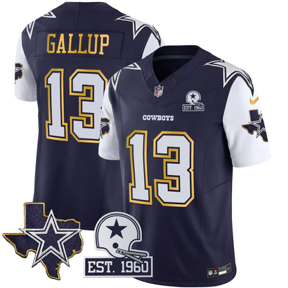 Men's Cowboys Texas Patch Gold Trim Vapor Jersey - All Stitched