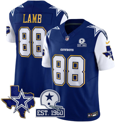 Men's Cowboys Texas Patch Gold Trim Vapor Jersey - All Stitched