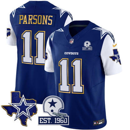 Men's Cowboys Texas Patch Gold Trim Vapor Jersey - All Stitched