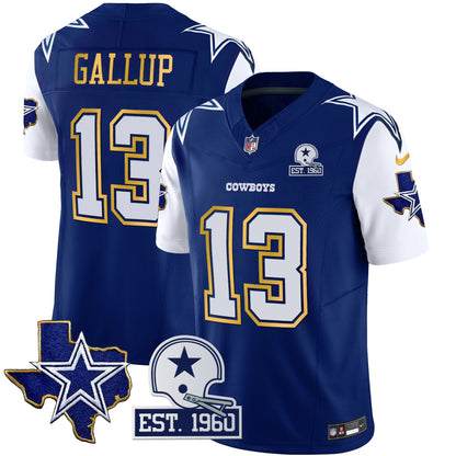 Men's Cowboys Texas Patch Gold Trim Vapor Jersey - All Stitched