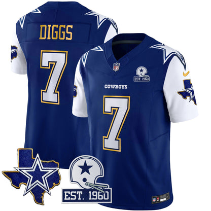 Men's Cowboys Texas Patch Gold Trim Vapor Jersey - All Stitched