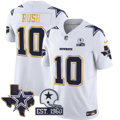 Men's Cowboys Texas Patch Gold Trim Vapor Jersey - All Stitched