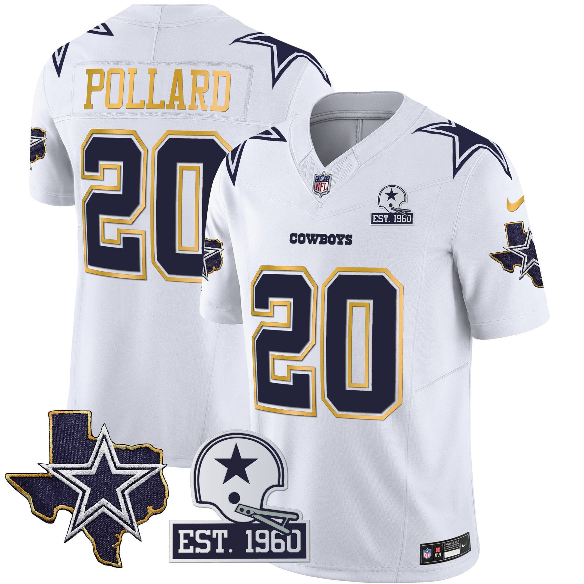 Men's Cowboys Texas Patch Gold Trim Vapor Jersey - All Stitched