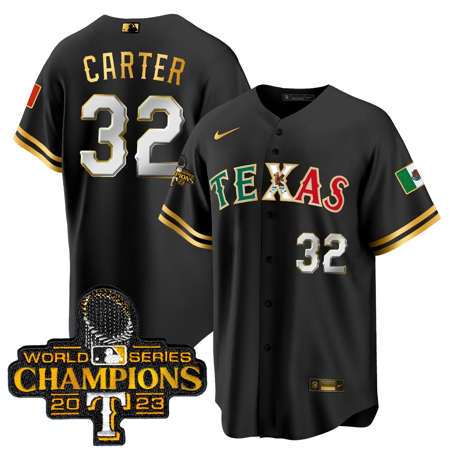Rangers Mexico 2023 World Series Champions Baseball Jersey - All Stitched