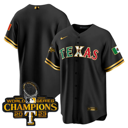 Rangers Mexico 2023 World Series Champions Baseball Jersey - All Stitched