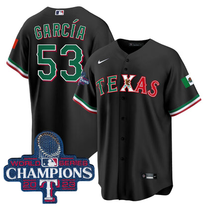 Rangers Mexico 2023 World Series Champions Baseball Jersey - All Stitched