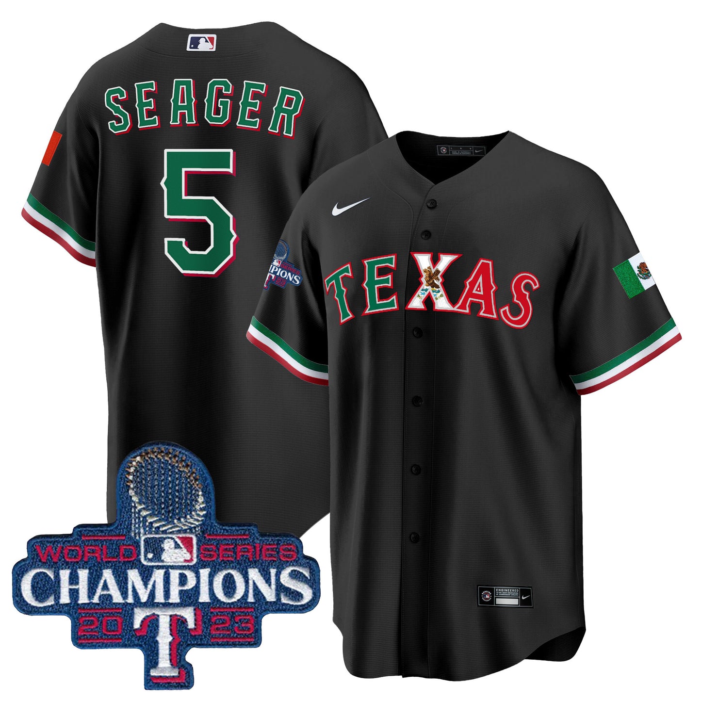 Rangers Mexico 2023 World Series Champions Baseball Jersey - All Stitched