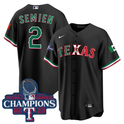 Rangers Mexico 2023 World Series Champions Baseball Jersey - All Stitched