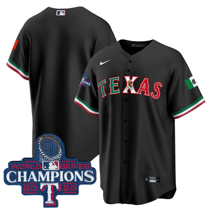 Rangers Mexico 2023 World Series Champions Baseball Jersey - All Stitched
