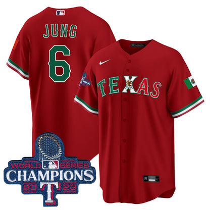 Rangers Mexico 2023 World Series Champions Baseball Jersey - All Stitched