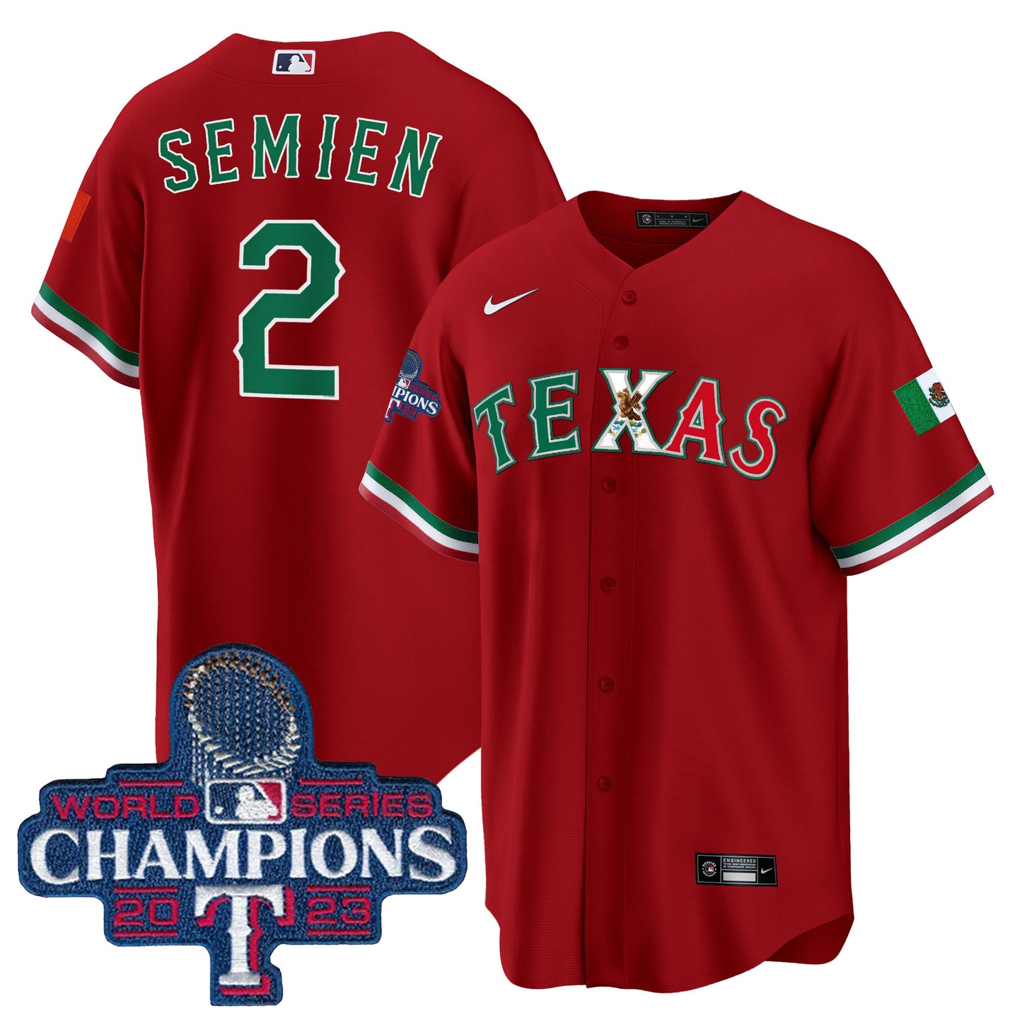 Rangers Mexico 2023 World Series Champions Baseball Jersey - All Stitched