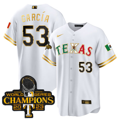 Rangers Mexico 2023 World Series Champions Baseball Jersey - All Stitched