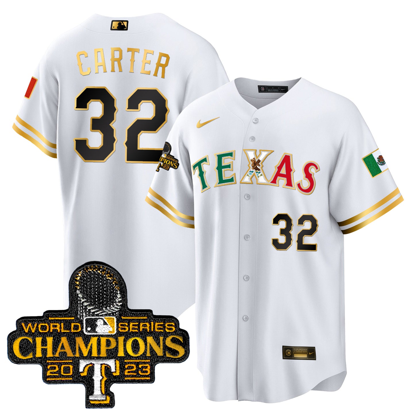 Rangers Mexico 2023 World Series Champions Baseball Jersey - All Stitched