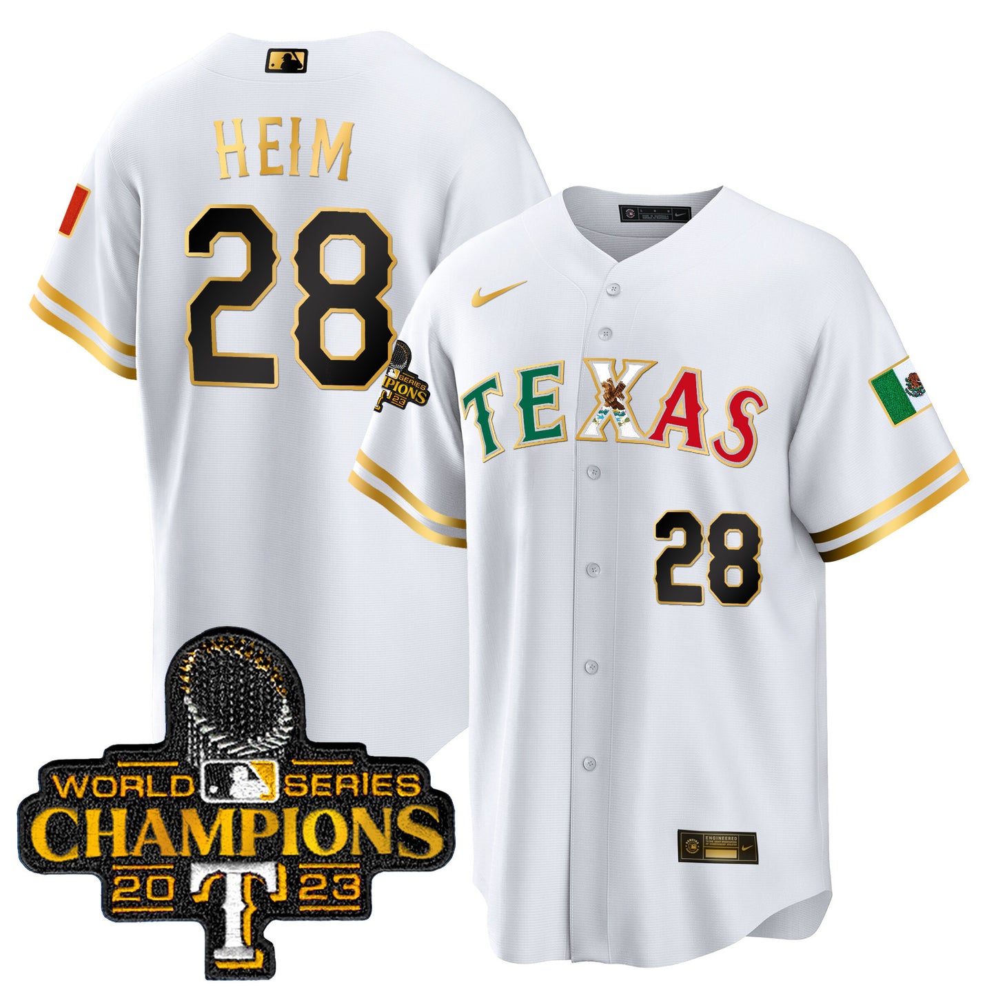 Rangers Mexico 2023 World Series Champions Baseball Jersey - All Stitched