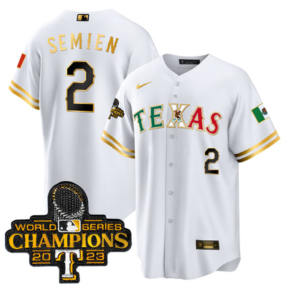 Rangers Mexico 2023 World Series Champions Baseball Jersey - All Stitched