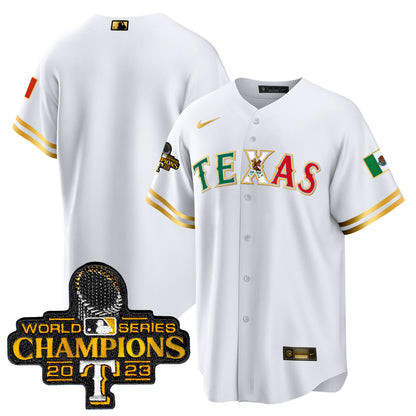 Rangers Mexico 2023 World Series Champions Baseball Jersey - All Stitched