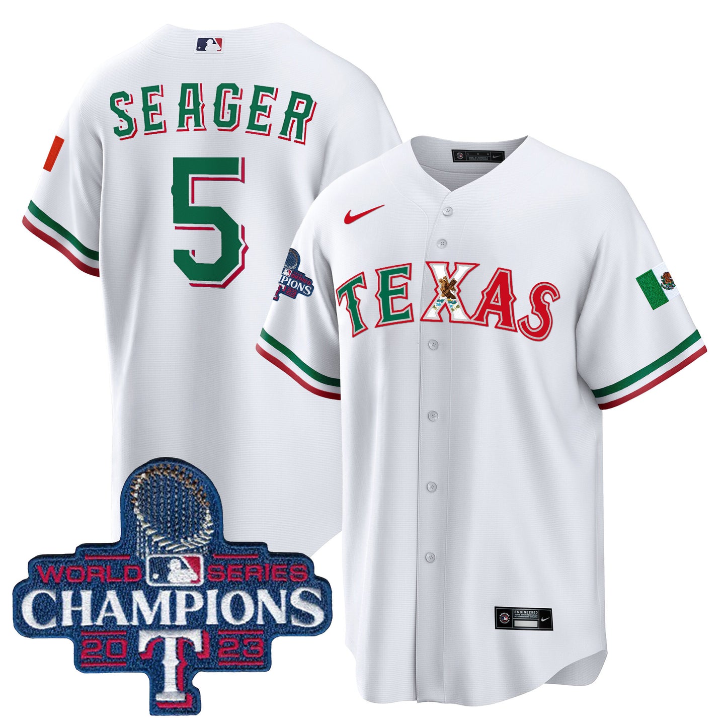 Rangers Mexico 2023 World Series Champions Baseball Jersey - All Stitched