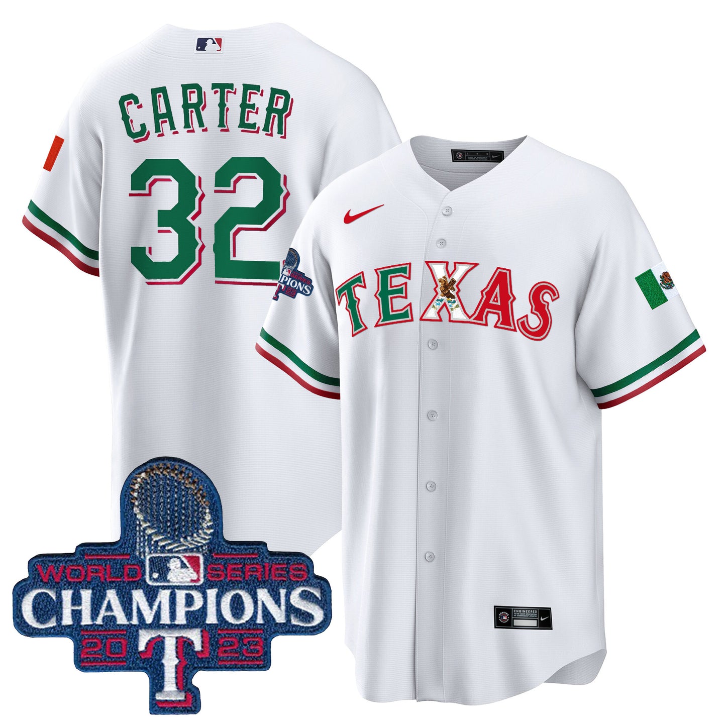 Rangers Mexico 2023 World Series Champions Baseball Jersey - All Stitched