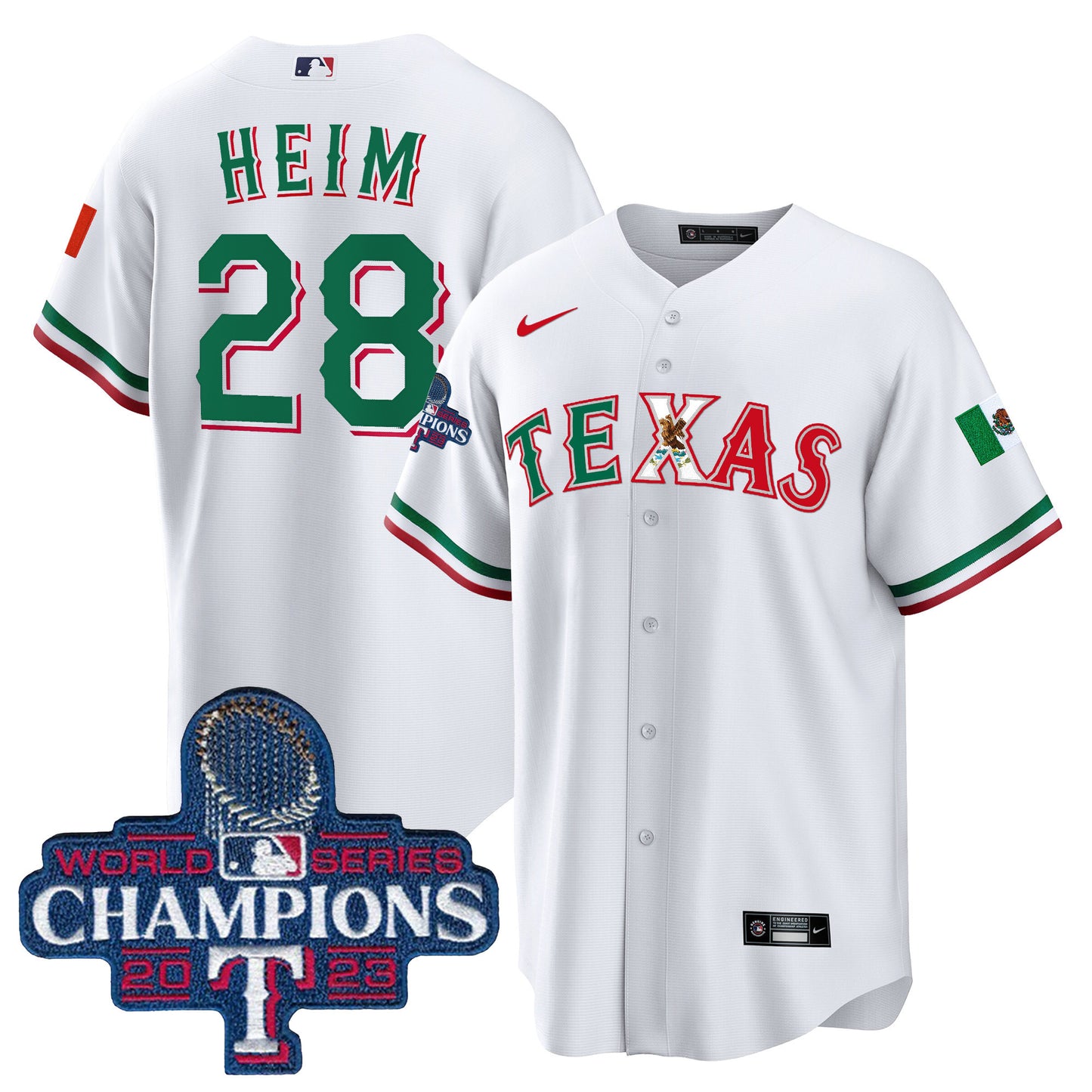 Rangers Mexico 2023 World Series Champions Baseball Jersey - All Stitched
