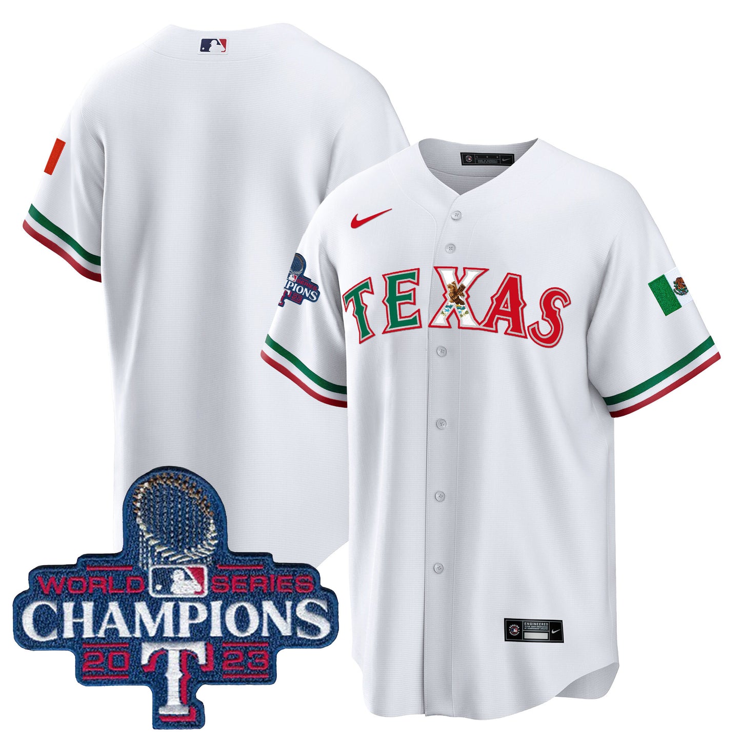 Rangers Mexico 2023 World Series Champions Baseball Jersey - All Stitched