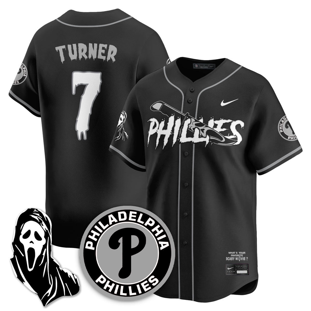 Men's Philadelphia Phillies "Scream Ghostface" Jersey - Stitched
