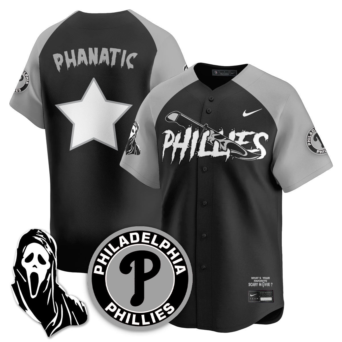 Philadelphia Phillies "Scream Ghostface" Jersey - Stitched
