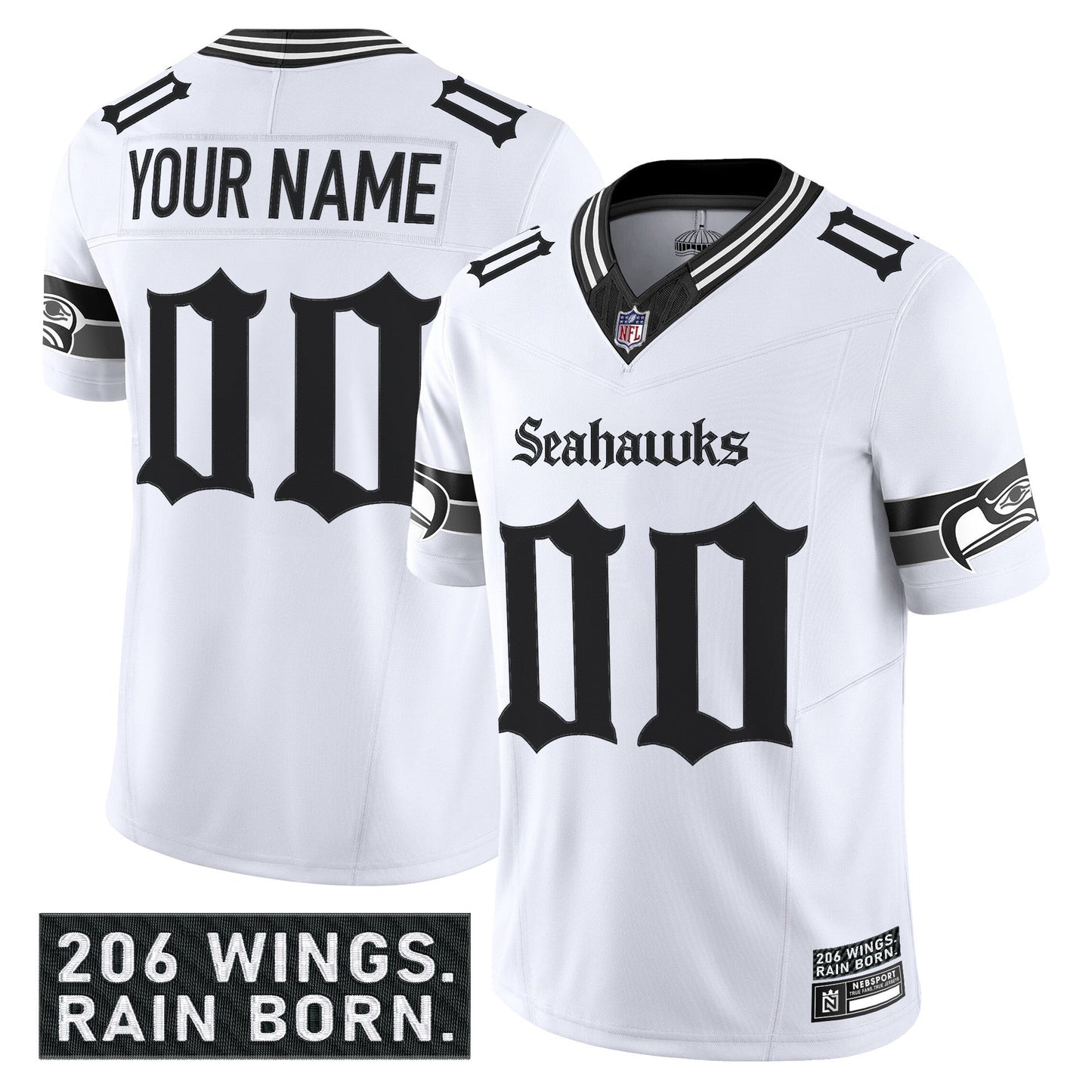 Seattle Seahawks 'Gothic Rain City Shadows Edition' Vapor Limited Custom Jersey - All Stitched
