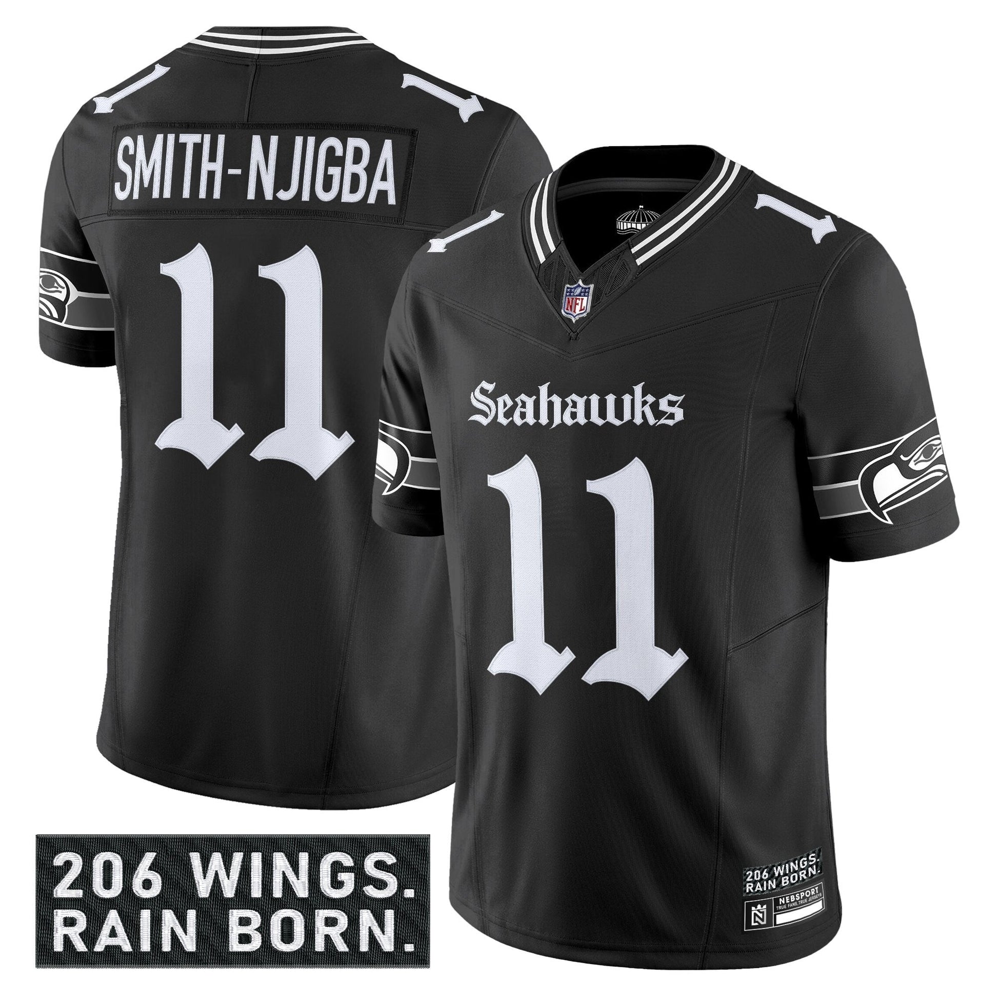 Men's Seattle Seahawks 'Gothic Rain City Shadows Edition' Vapor Limited Jersey - All Stitched