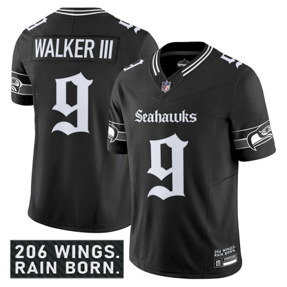 Men's Seattle Seahawks 'Gothic Rain City Shadows Edition' Vapor Limited Jersey - All Stitched