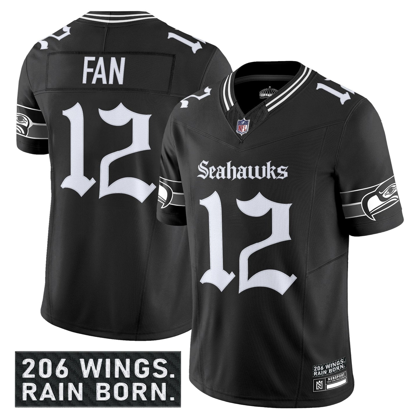 Men's Seattle Seahawks 'Gothic Rain City Shadows Edition' Vapor Limited Jersey - All Stitched
