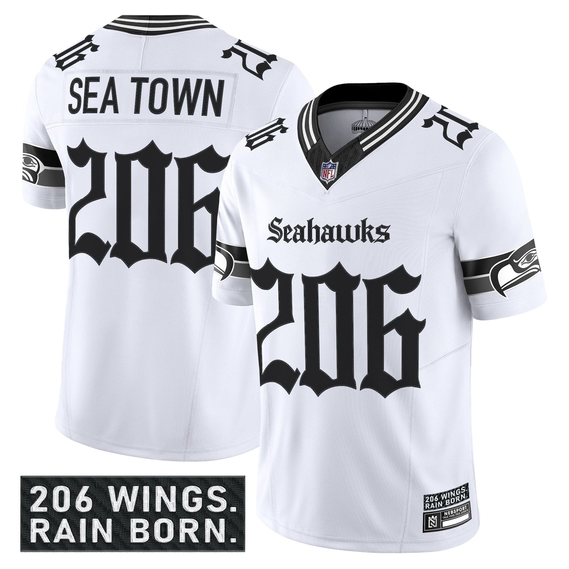 Men's Seattle Seahawks 'Gothic Rain City Shadows Edition' Vapor Limited Jersey - All Stitched
