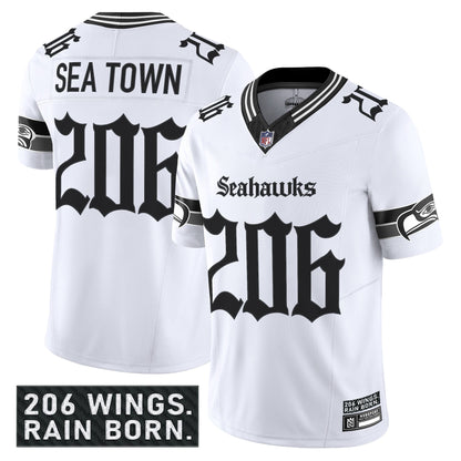 Men's Seattle Seahawks 'Gothic Rain City Shadows Edition' Vapor Limited Jersey - All Stitched