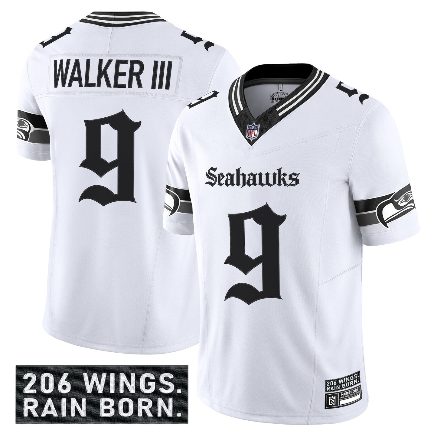 Men's Seattle Seahawks 'Gothic Rain City Shadows Edition' Vapor Limited Jersey - All Stitched