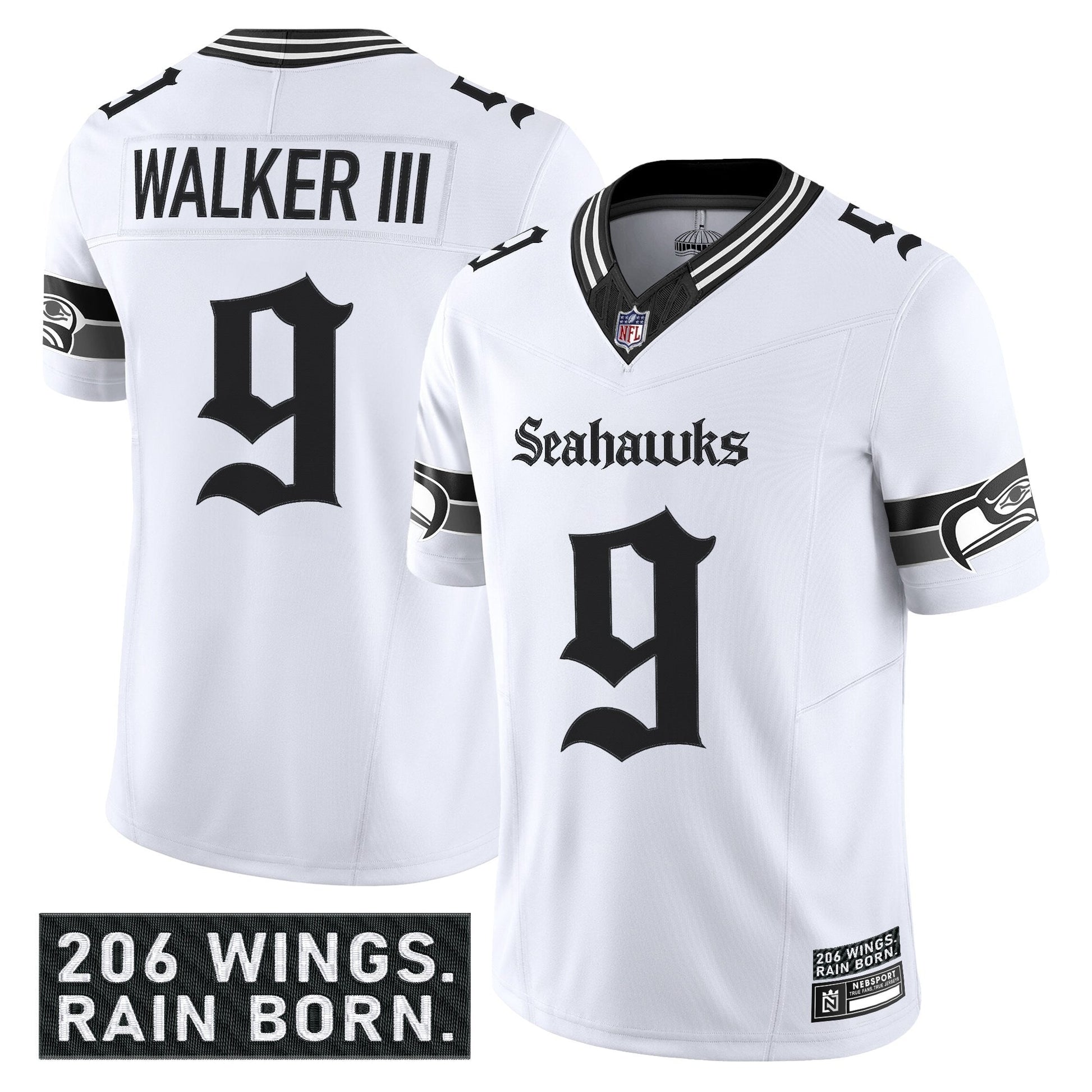 Men's Seattle Seahawks 'Gothic Rain City Shadows Edition' Vapor Limited Jersey - All Stitched