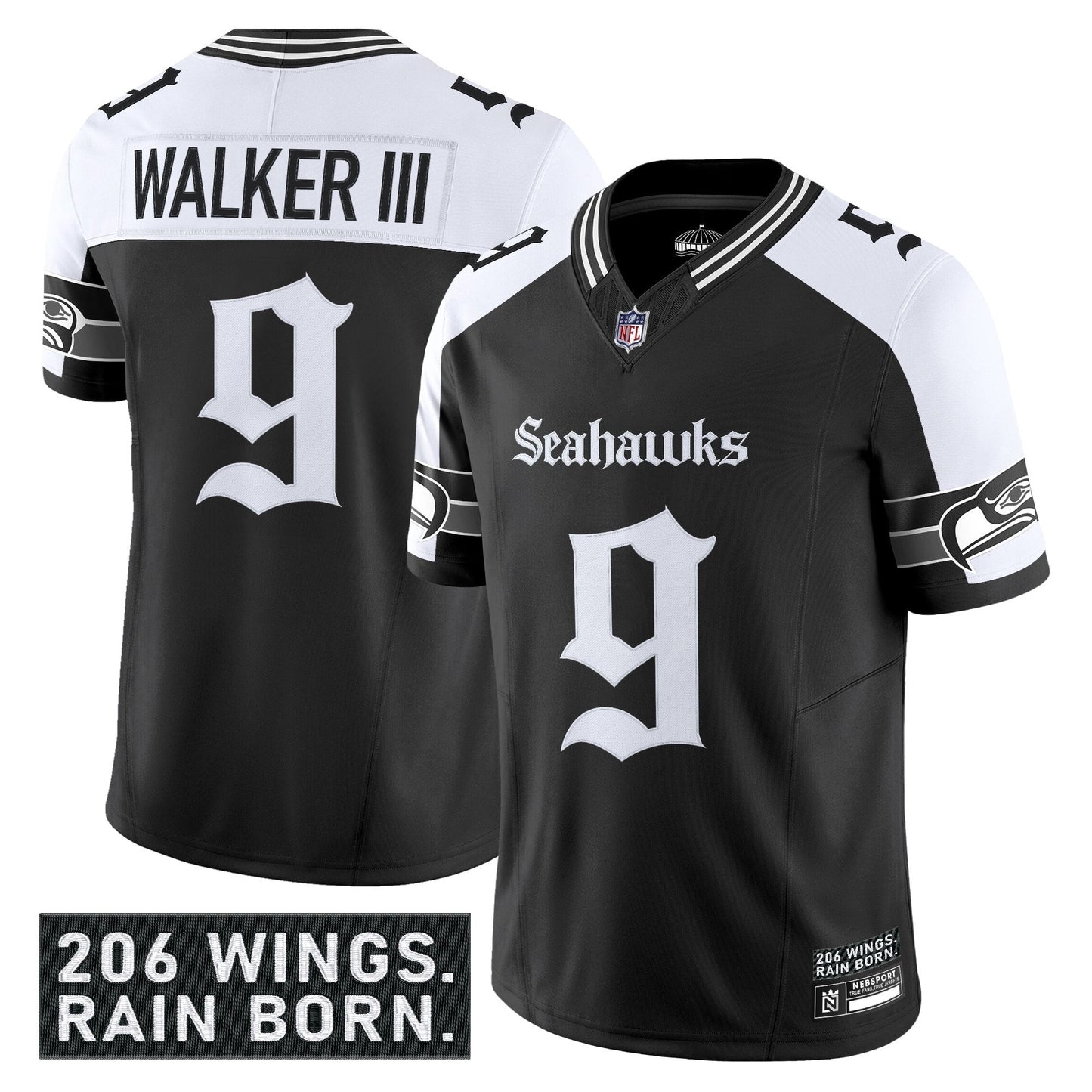 Men's Seattle Seahawks 'Gothic Rain City Shadows Edition' Vapor Limited Jersey - All Stitched