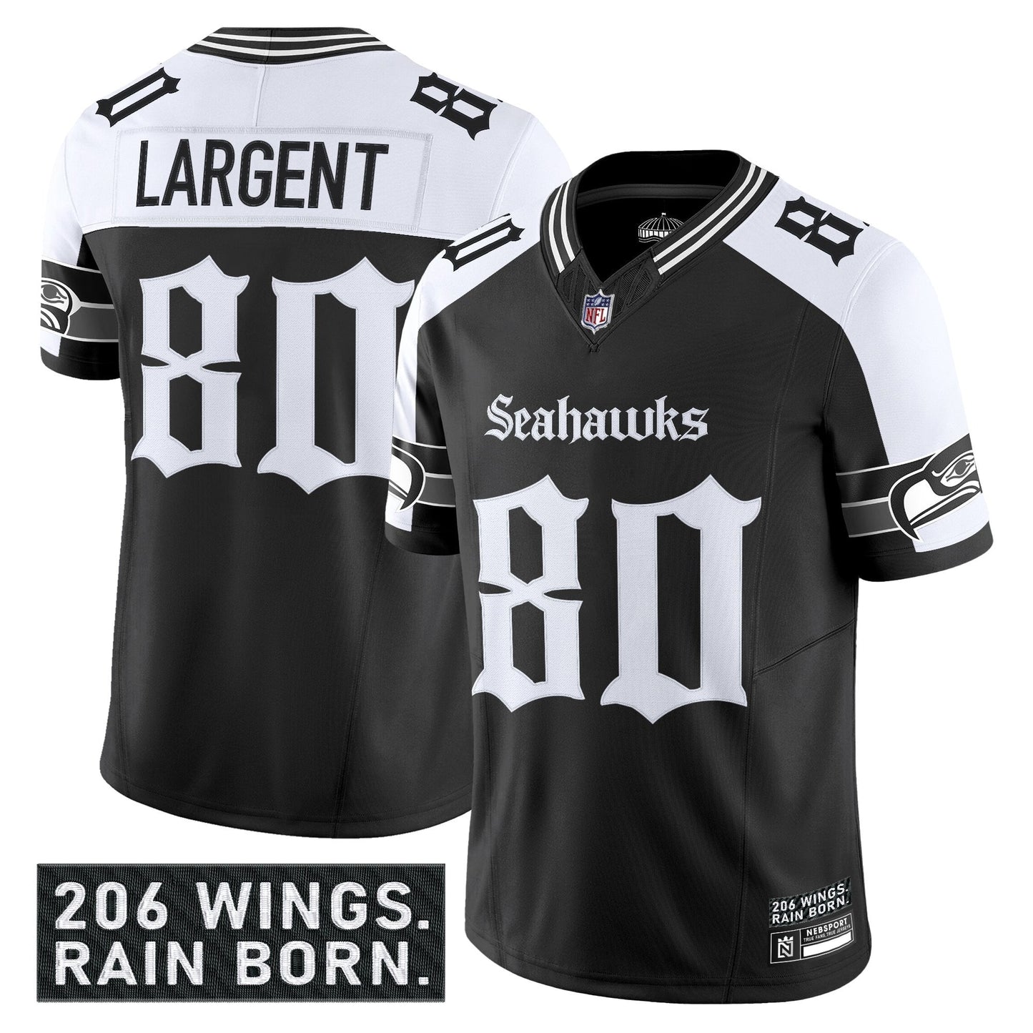 Men's Seattle Seahawks 'Gothic Rain City Shadows Edition' Vapor Limited Jersey - All Stitched