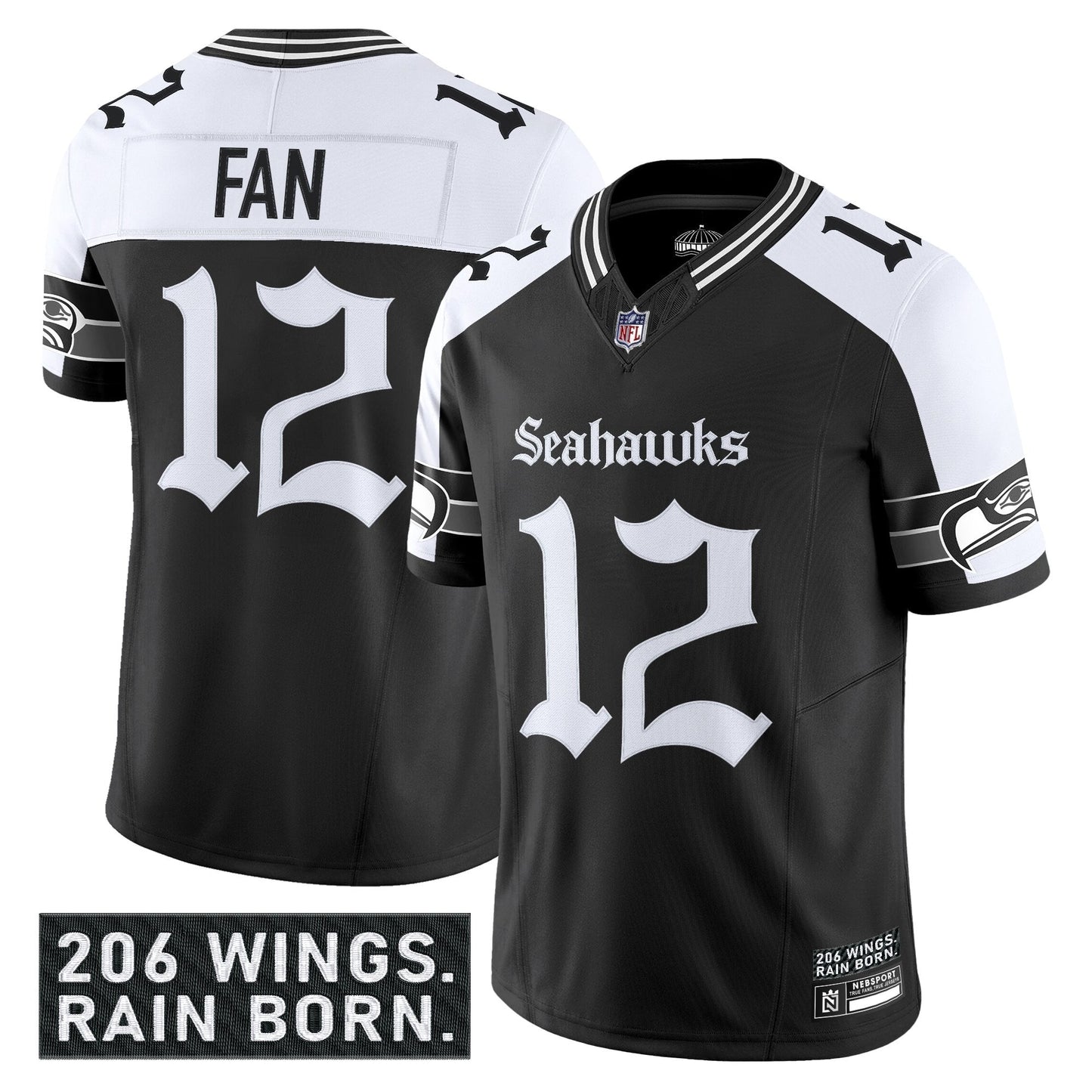 Men's Seattle Seahawks 'Gothic Rain City Shadows Edition' Vapor Limited Jersey - All Stitched