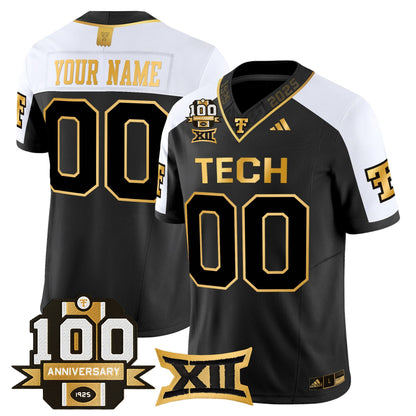 Texas Tech Red Raiders 2025 Gold Vapor Limited Custom Jersey - 100th Anniversary Patch - All Stitched